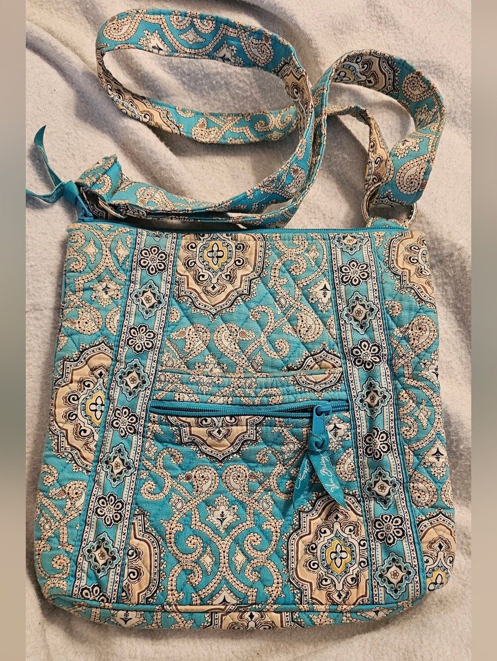 Vera Bradley Spring 2010 Totally Turquoise and Brown Paisley Hipster Crossbody